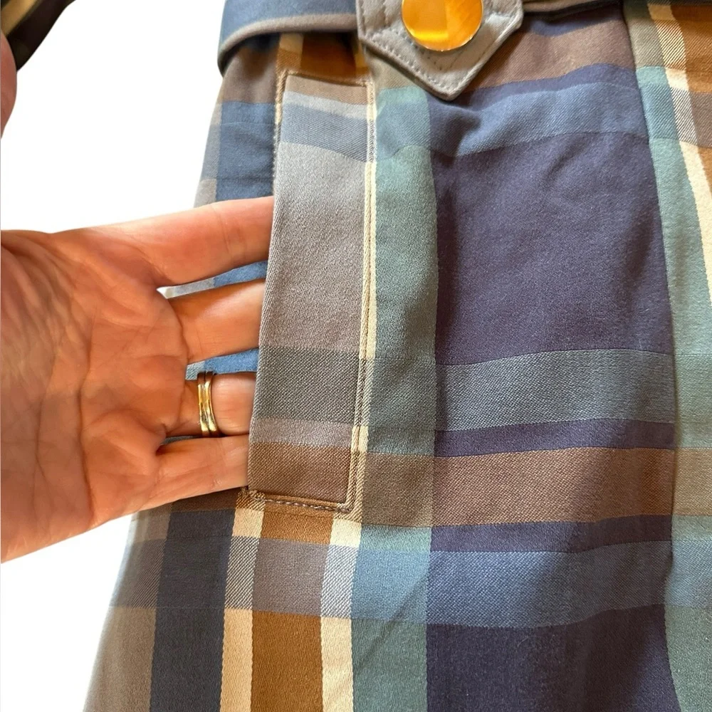 CABI Style #6248 Highclere Trench 100% cotton plaid trench coat NWOT- sz Medium - Picture 6 of 16